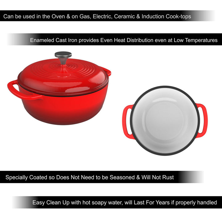 Cast Iron Dutch Oven with Lid-6 Quart Enamel Coated Pot for Oven or Stovetop Soup Stew Image 4