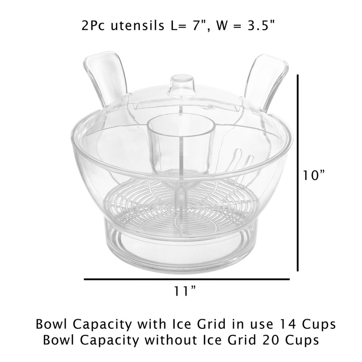 Ice Bowl-Large Cold Server with Lid Dip Bowl Serving Utensils Dividers Fruit and Salads Image 2