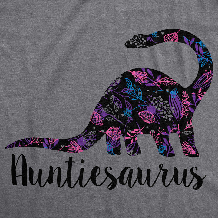 Womens Auntiesaurus T Shirt Funny Kids Gift for Aunt Cute Graphic Dinosaur Top Image 2