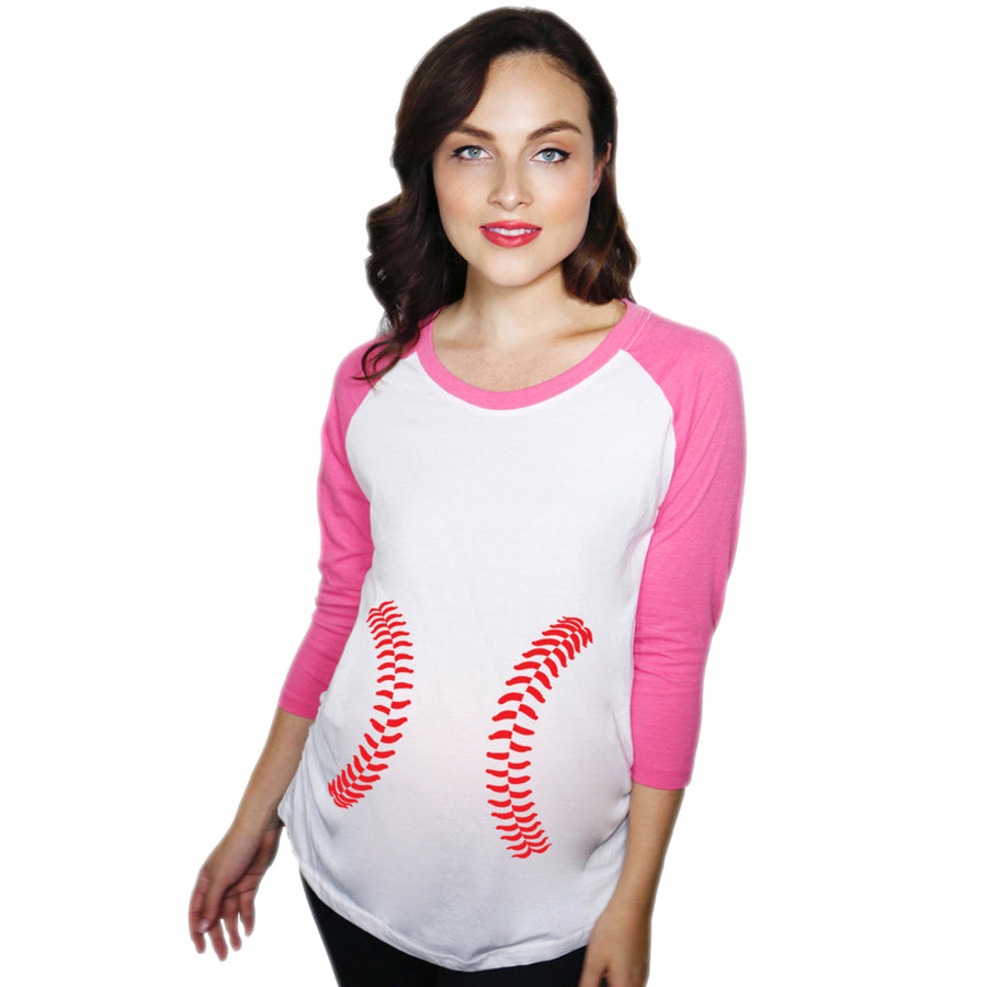 Maternity Raglan Baseball Laces Cute Funny Pregnancy 3/4 Length Sleeve Tee Image 1