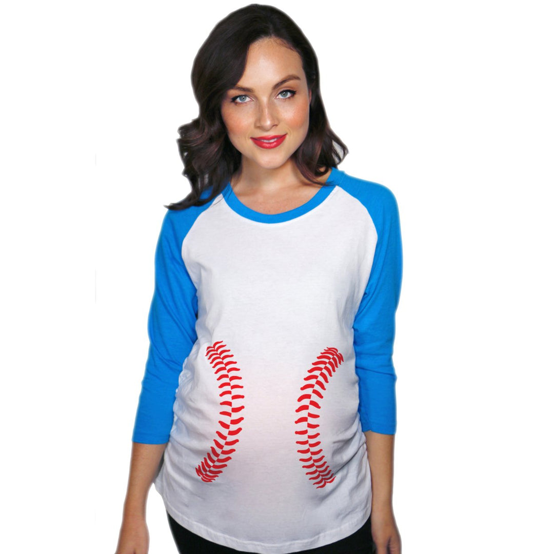 Maternity Raglan Baseball Laces Cute Funny Pregnancy 3/4 Length Sleeve Tee Image 1