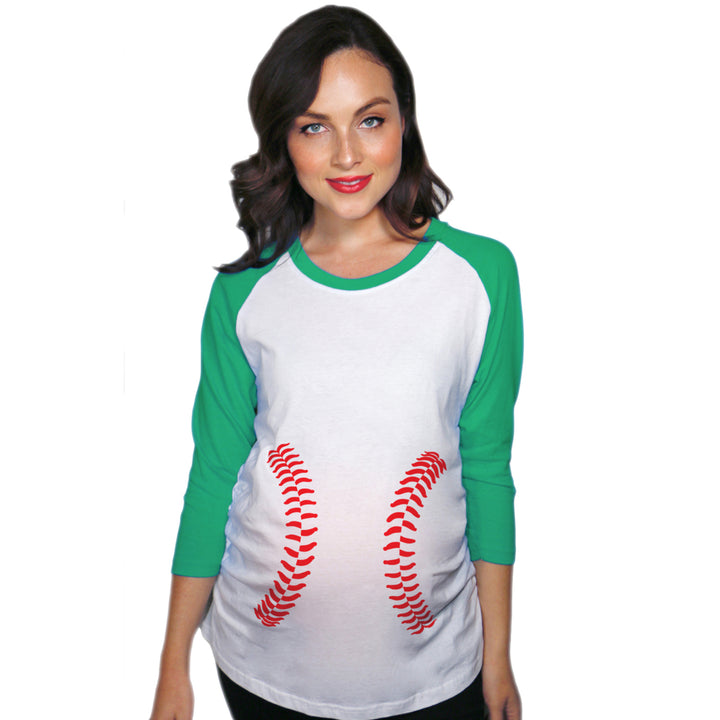 Maternity Raglan Baseball Laces Cute Funny Pregnancy 3/4 Length Sleeve Tee Image 4