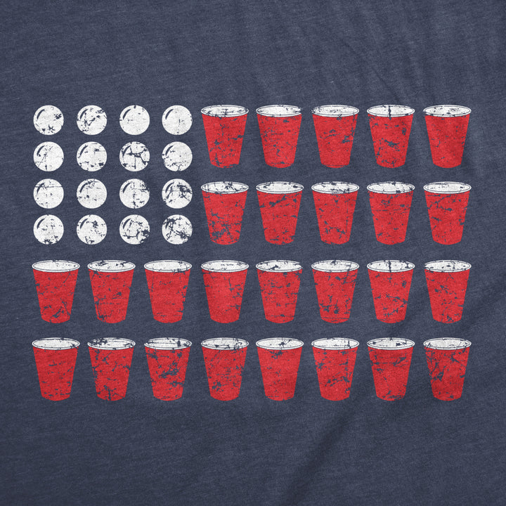 Mens American Flag Beer Pong Tshirt Funny Patriotic Drinking Tee For Guys Image 2