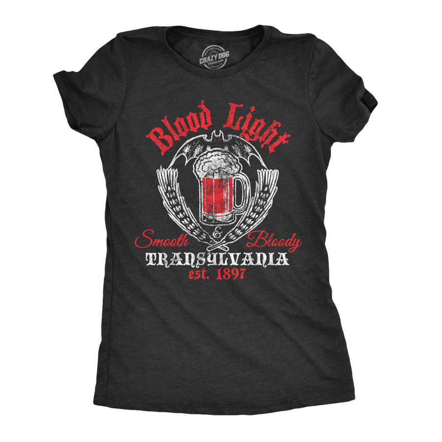 Womens Blood Light Tshirt Funny Beer Parody Vampire Halloween Tee For Ladies Image 1