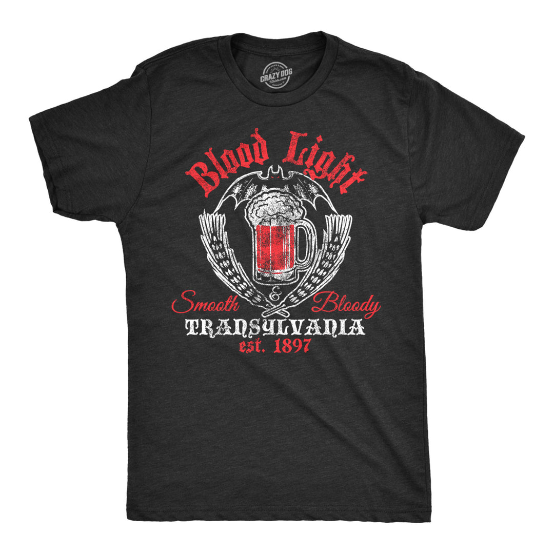 Mens Blood Light Tshirt Funny Halloween Beer Parody Vampire Tee For Guys Image 1