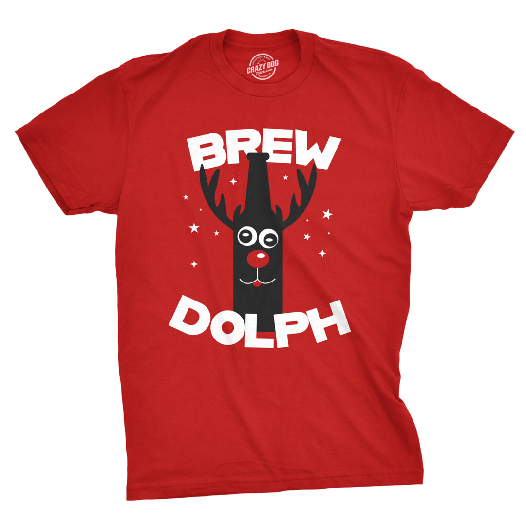 Mens Brew Dolph Tshirt Funny Christmas Drinking Tee Image 1