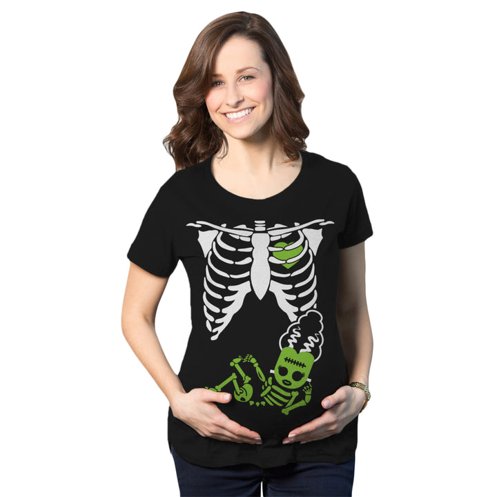 Maternity Bride Of Frankenstein Pregnancy Tshirt Cute Halloween Baby Bump Tee Image 1