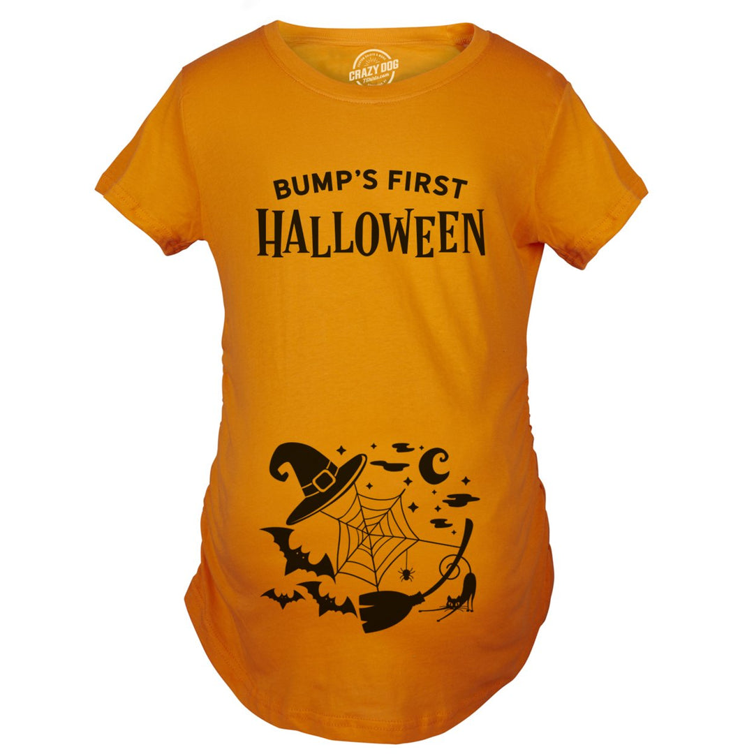 Maternity Bumps First Halloween Pregnancy Tshirt Spooky October Tee For Ladies Image 2