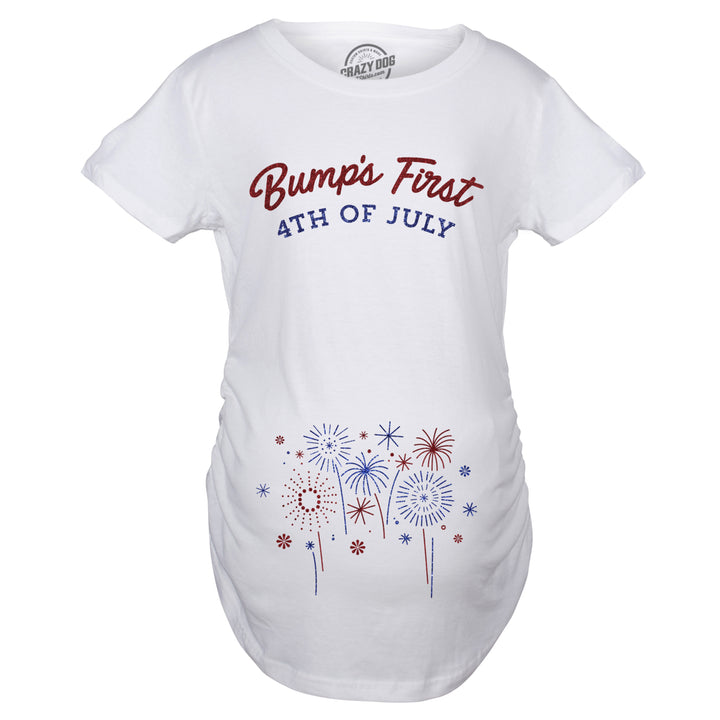 Maternity Bumps First 4th Of July Pregnancy Tshirt Funny Patriotic Tee For Baby Bump Image 2