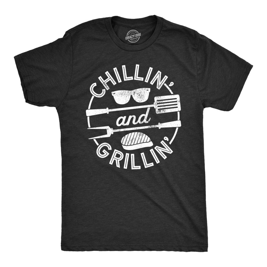 Mens Chillin And Grillin Tshirt Funny Outdoor Summer BBQ Tee For Guys Image 1