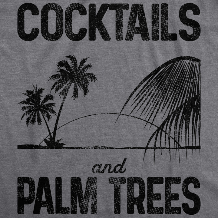 Womens Cocktails And Palm Trees Tshirt Cute Summer Vacation Tee For Ladies Image 2