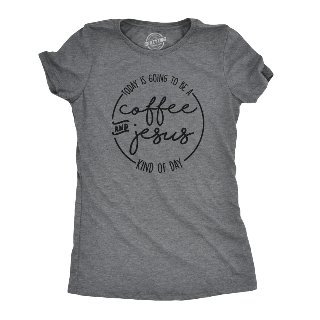 Womens Coffee And Jesus T Shirt Cute Religious Easter Christian Faith Morning Image 1