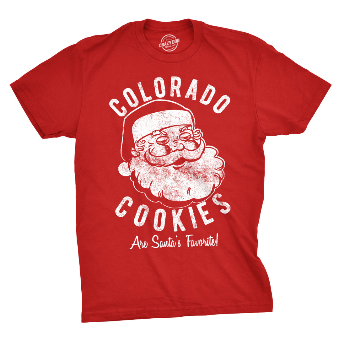 Mens Colorado Cookies Pot Santa Shirt Funny Christmas Tee Sarcastic Adult Humor Image 1