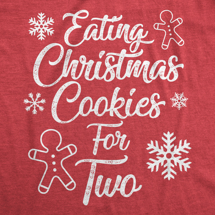 Maternity Eating Cookies For Two Pregnancy T shirt Cute Christmas Announcement Image 2