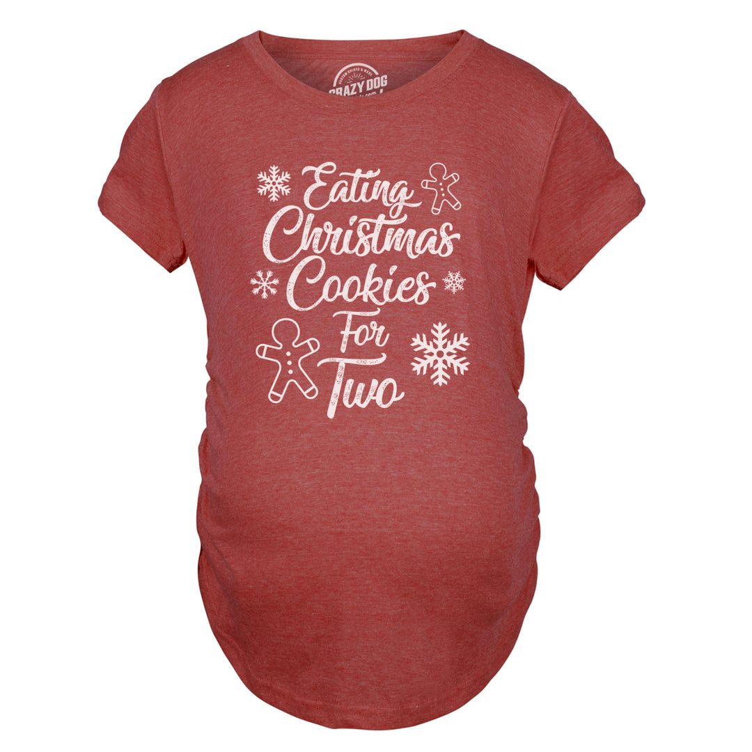 Maternity Eating Cookies For Two Pregnancy T shirt Cute Christmas Announcement Image 4