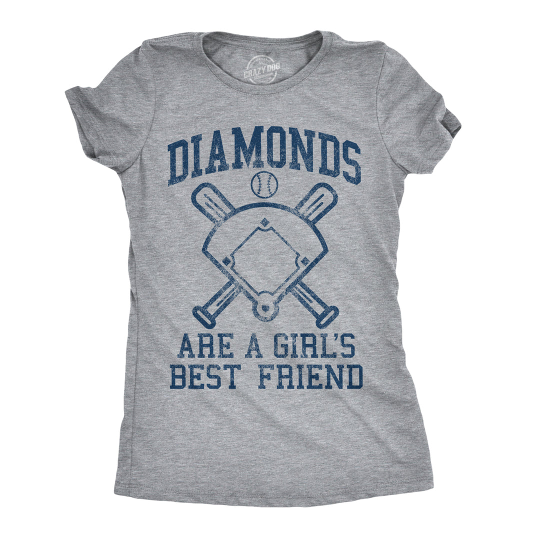 Womens Diamonds Are A Girls Best Friend Tshirt Funny Cute Baseball For Ladies Image 1