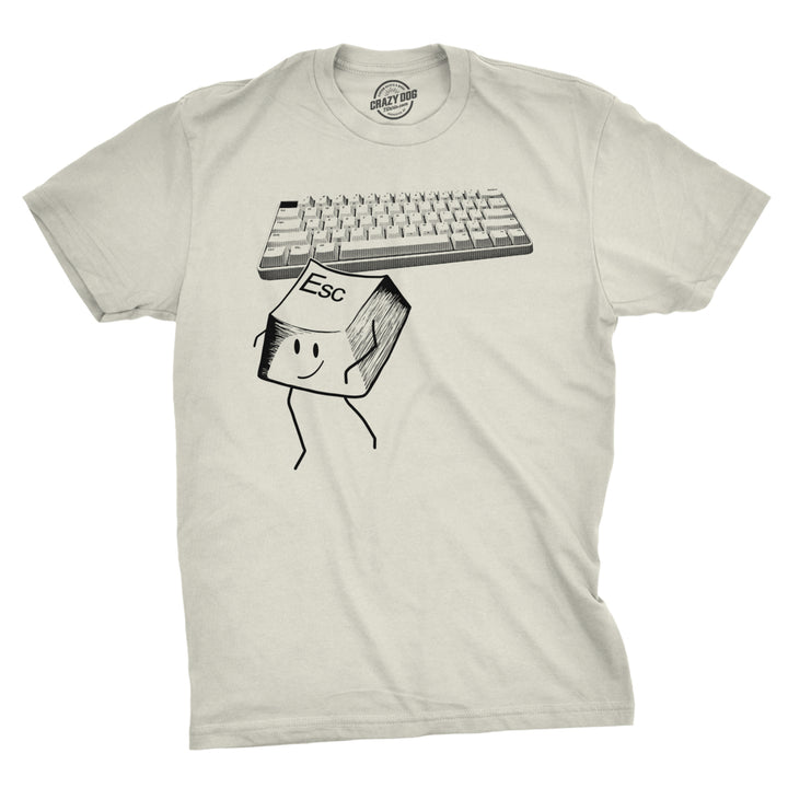 Mens Escape Key Tshirt Funny Nerdy Computer Keyboard Tee For Guys Image 1