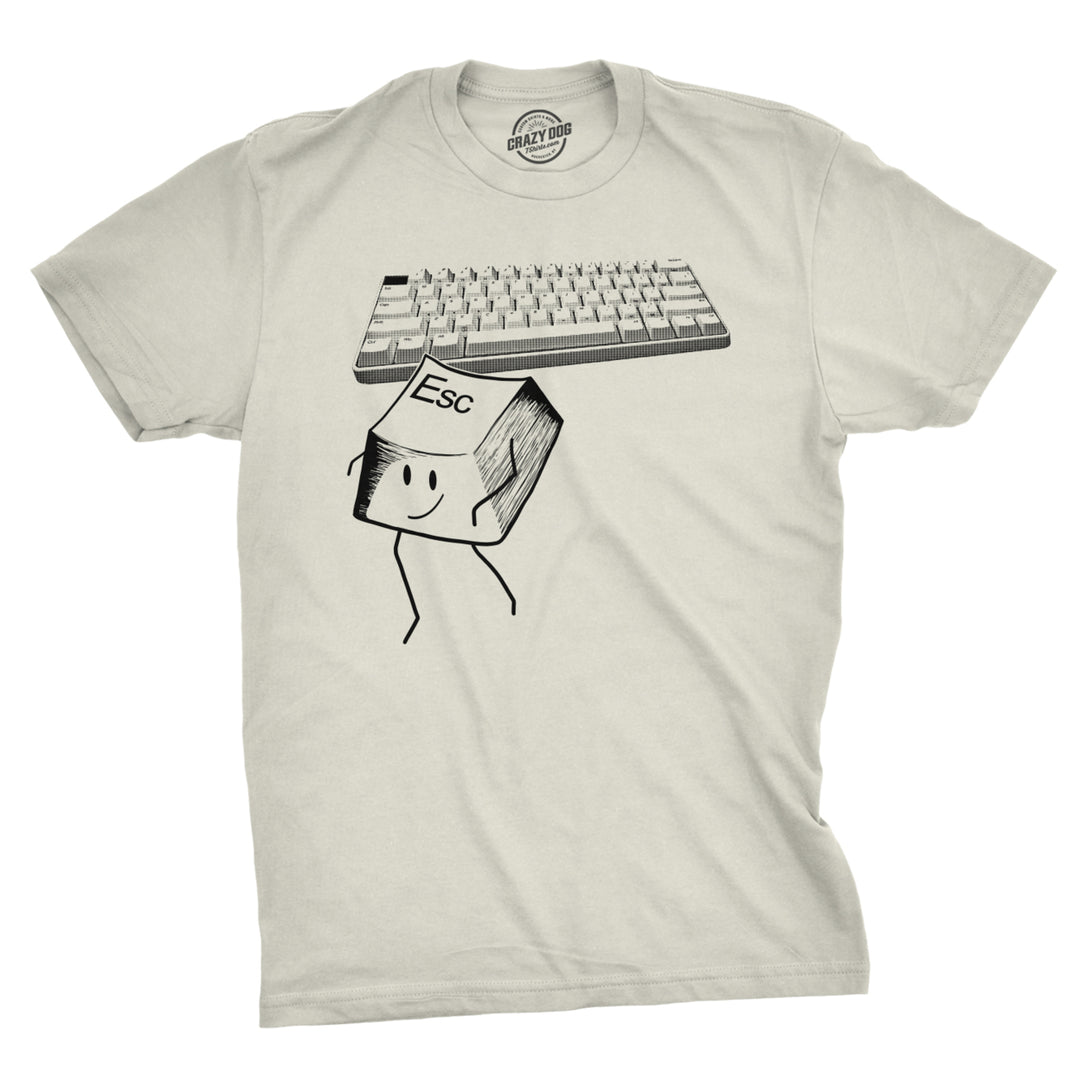 Mens Escape Key Tshirt Funny Nerdy Computer Keyboard Tee For Guys Image 4