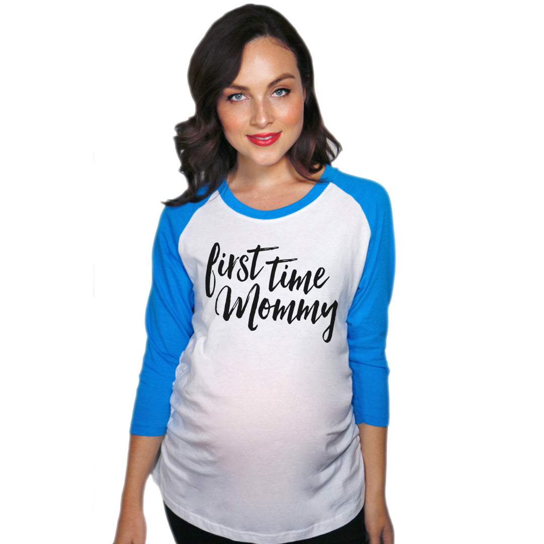 Maternity Raglan First Time Mommy Cute Mothers Day Baseball Tee Image 4