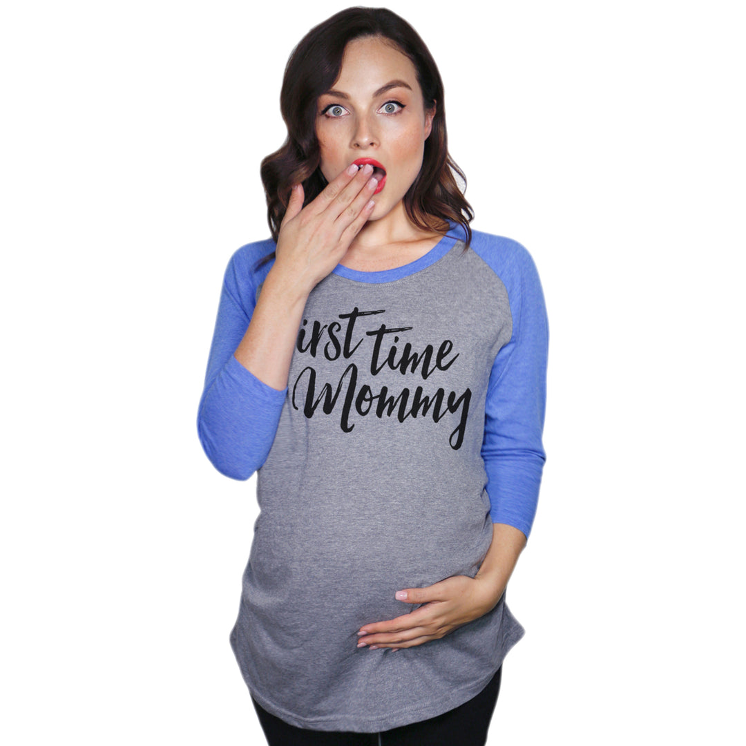 Maternity Raglan First Time Mommy Cute Mothers Day Baseball Tee Image 4