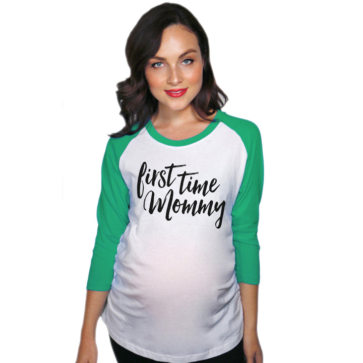 Maternity Raglan First Time Mommy Cute Mothers Day Baseball Tee Image 6