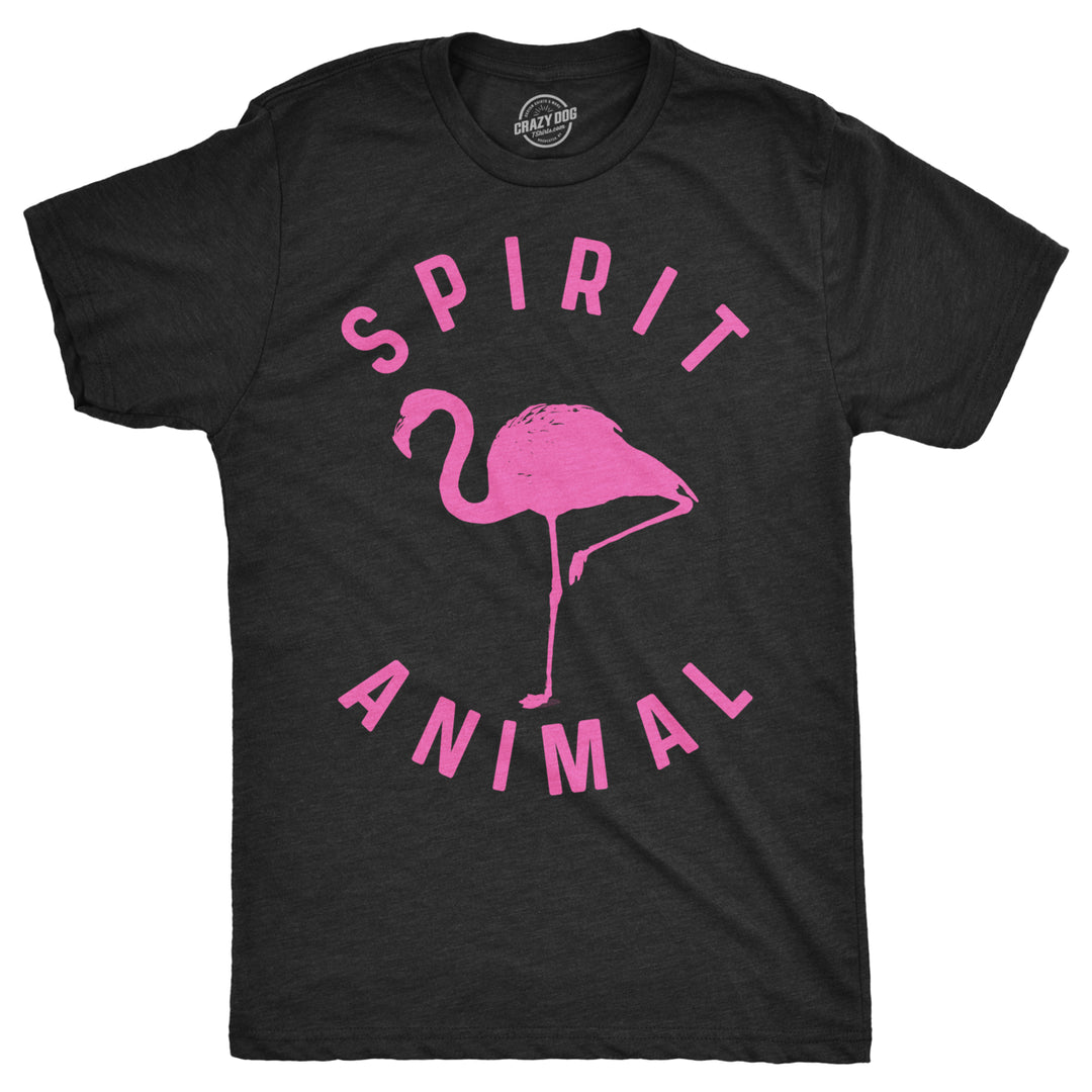 Mens Flamingo Spirit Animal Tshirt Funny Pink Bird Tee For Guys Image 1