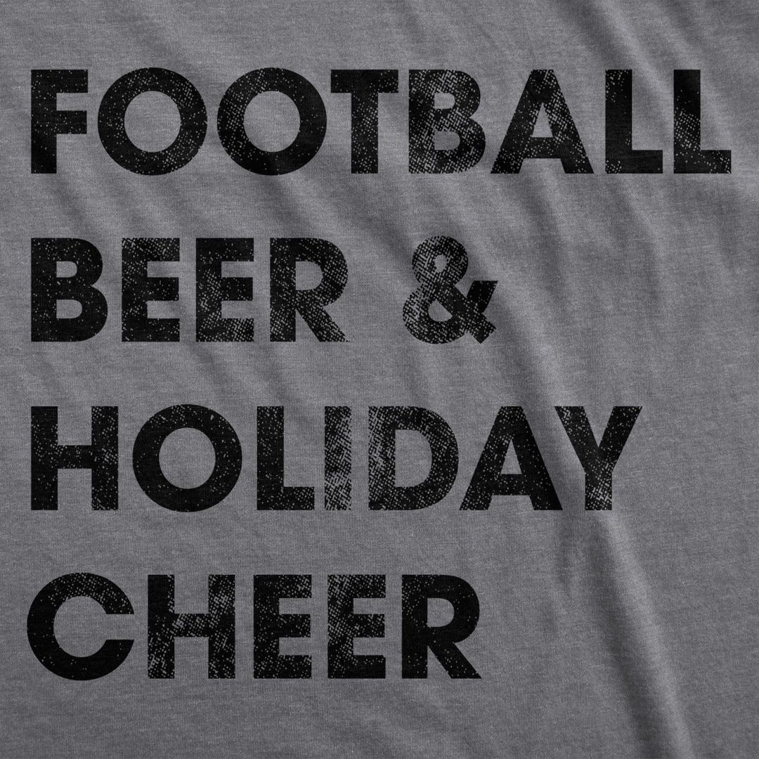 Mens Football Beer And Holiday Cheer Tshirt Funny Thanksgiving Tee Image 2