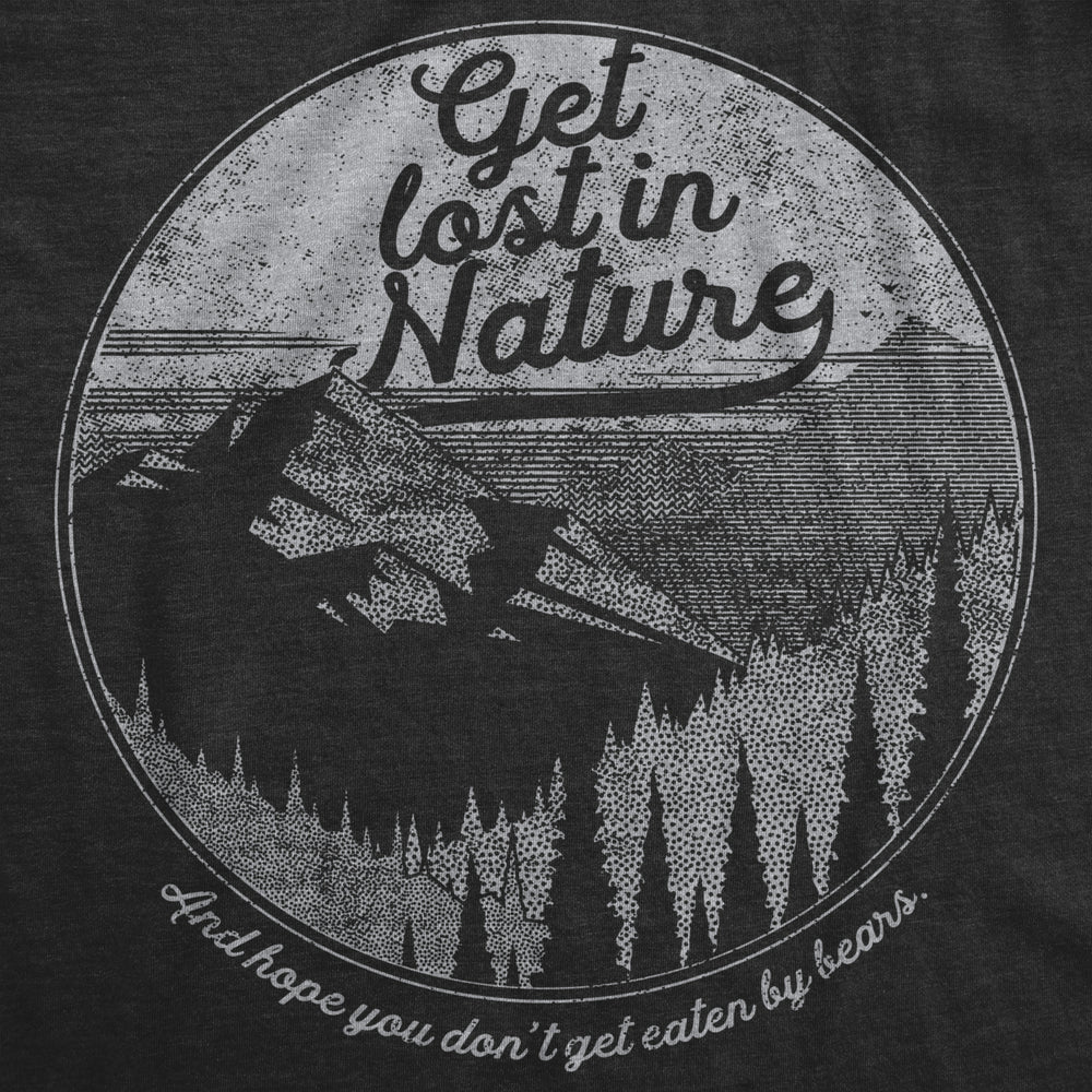 Mens Get Lost In Nature T shirt Funny Camping Top Summer Vacay Campfire Image 2