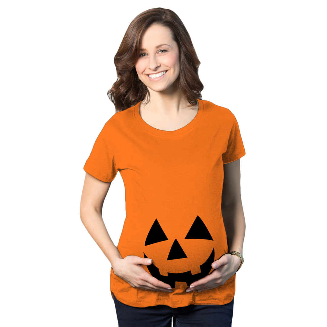 Maternity Happy Jack O Lantern Pregnancy Tshirt Cute Halloween Pumpkin Bump Tee Image 1