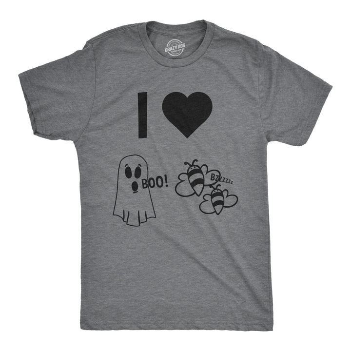 Mens I Heart Boo Bees Tshirt Funny Halloween Ghost Tee For Guys Image 1