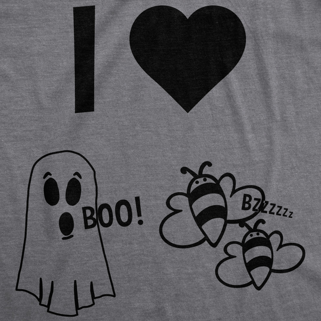 Mens I Heart Boo Bees Tshirt Funny Halloween Ghost Tee For Guys Image 2