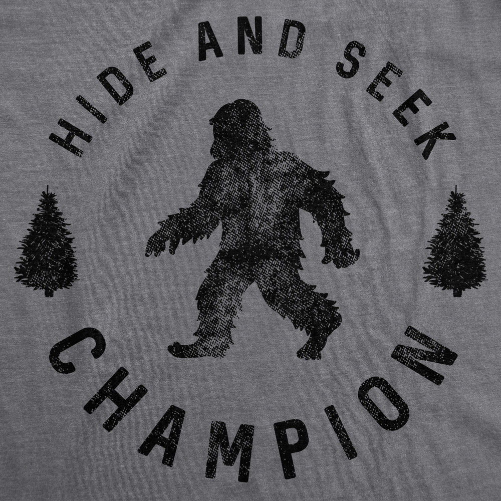 Womens Hide And Seek Champion T shirt Funny Bigfoot Sasquatch Vintage Graphic Image 2