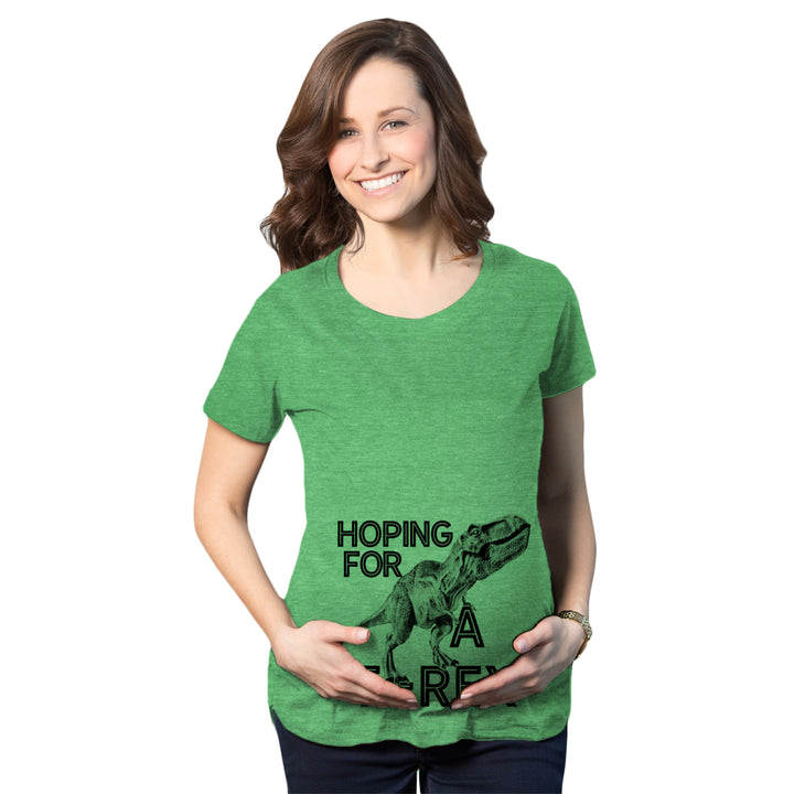 Maternity Hoping For A T-Rex Pregnancy T-Shirt Cute Funny Dinosaur Tee For Mom To Be Image 1