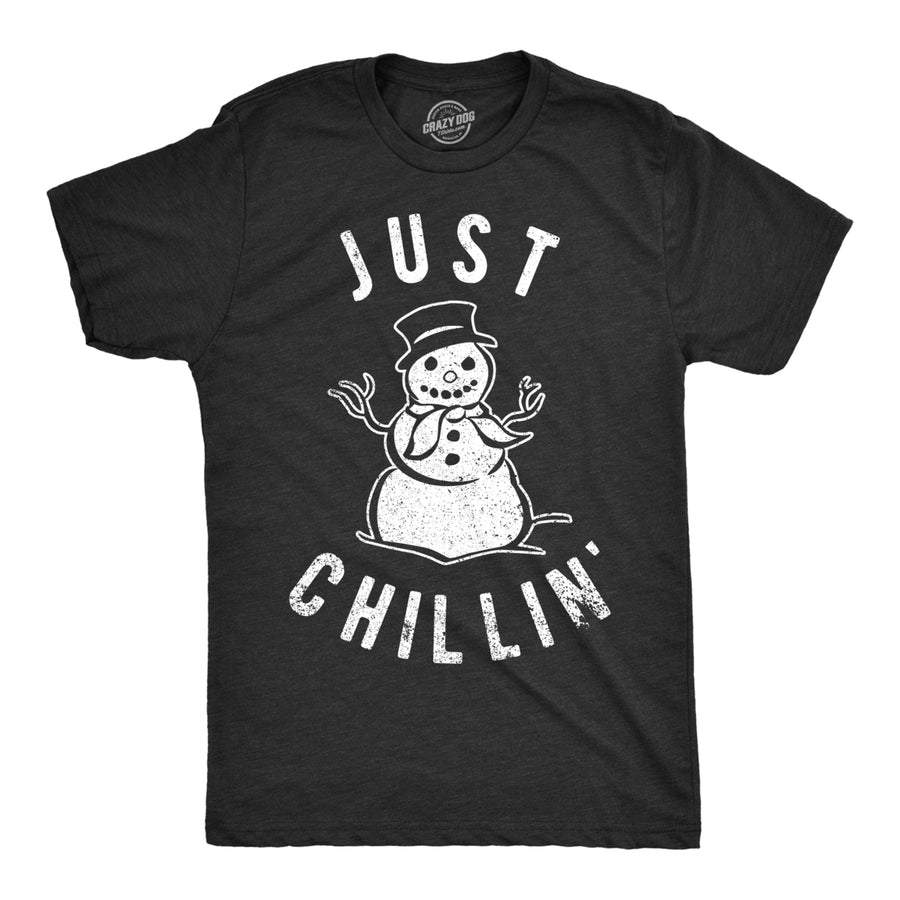 Mens Just Chillin Snowman T shirt Hilarious Saying Funny Christmas Novelty Guys Image 1