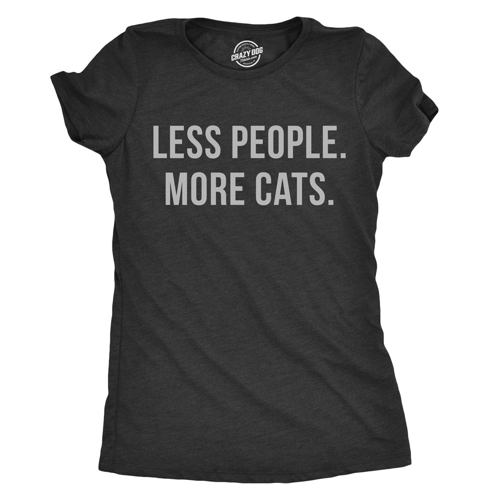 Womens Less People More Cats Tshirt Funny Pet Kitten Lower Tee For Ladies Image 1