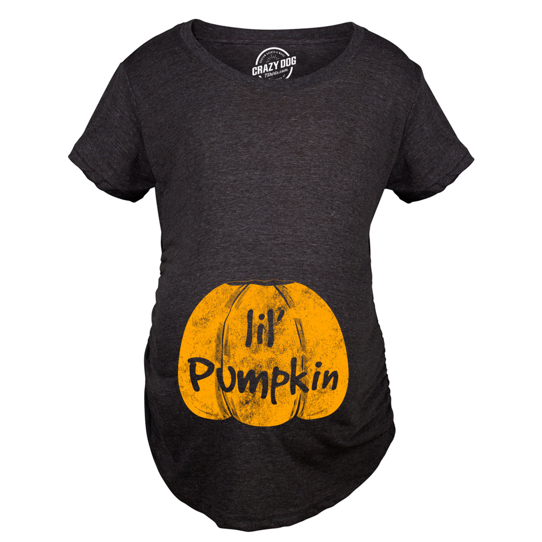 Maternity Lil Pumpkin Pregnancy Fall Baby Halloween Cute T-Shirt Image 4