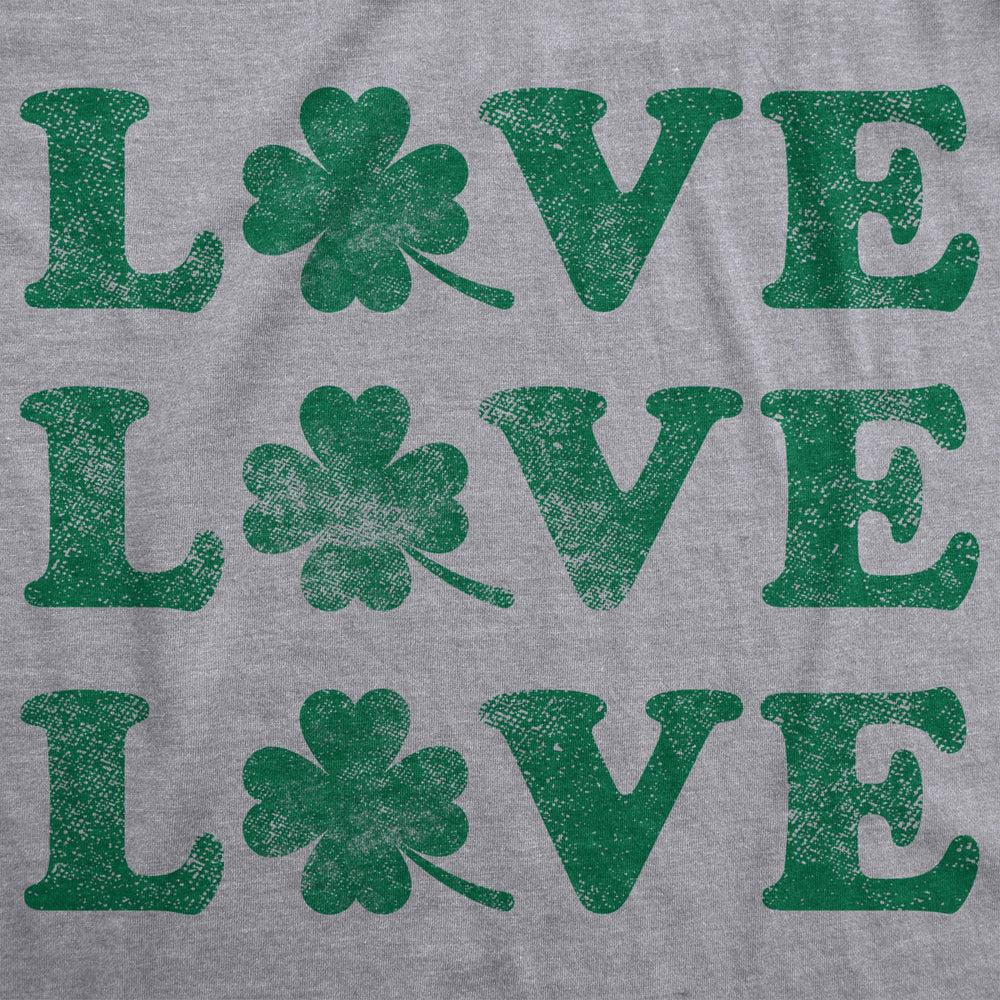 Womens Love Shamrock T Shirt Cute Four Leaf Clover Saint Patricks Day Patty Tee Image 2