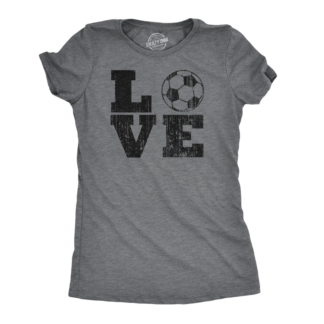 Womens Love Soccer T shirt Cute Gift for Mom Funny Vintage Graphic Cool Ladies Image 1