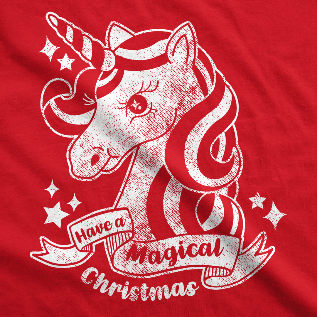 Youth Have A Magical Christmas Tshirt Funny Unicorn Tee For Kids Image 4