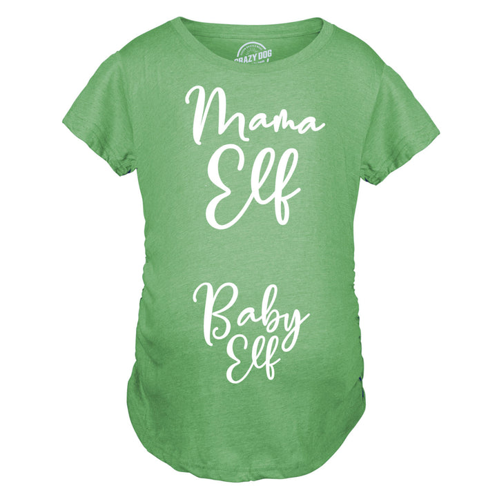 Maternity Mama Elf Baby Elf Pregancy Tshirt Cute Christmas Tee Image 2