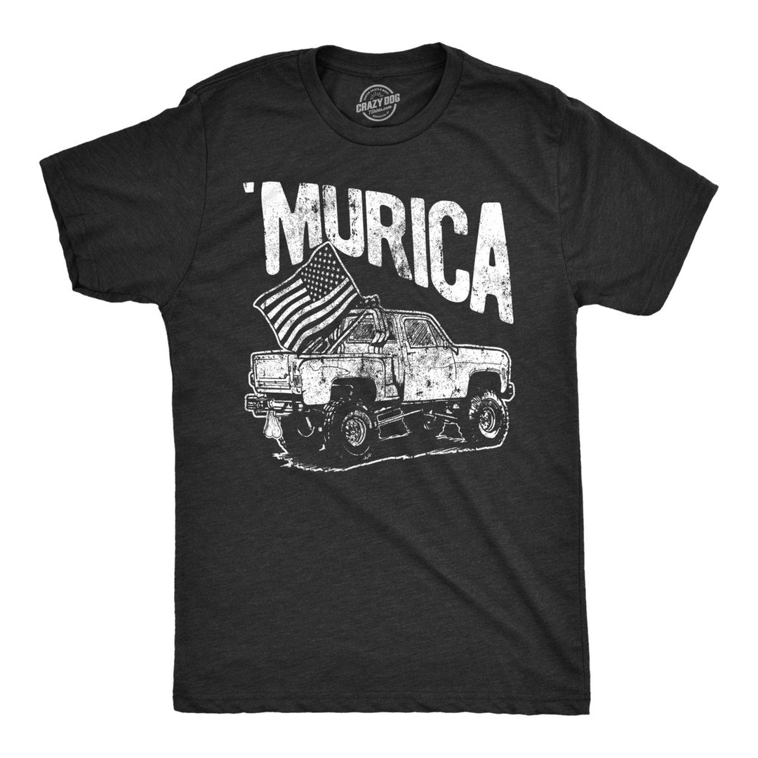 Mens Murica Truck Tshirt Funny Fourth Of July USA Pride Tee For Guys Image 1