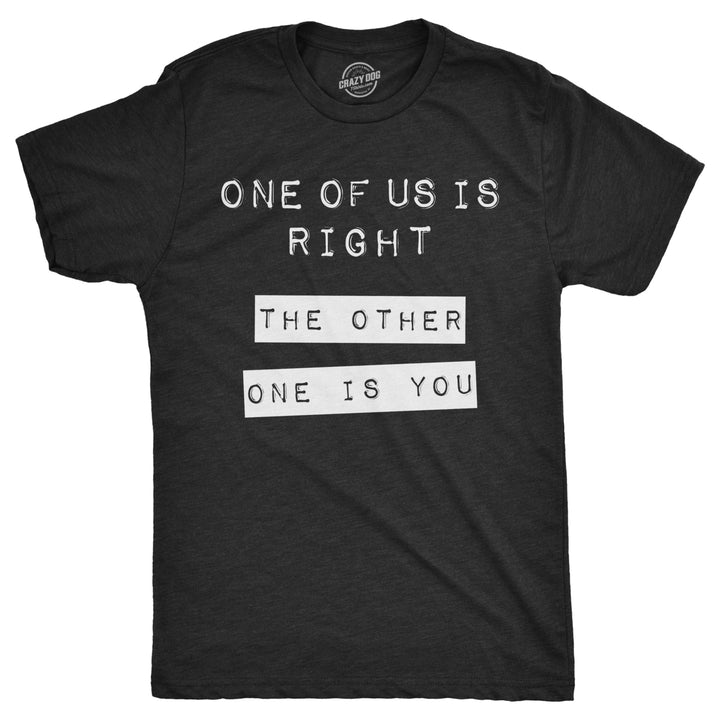 Mens One Of Us Is Right The Other One Is You Tshirt Funny Tee For Guys Image 1