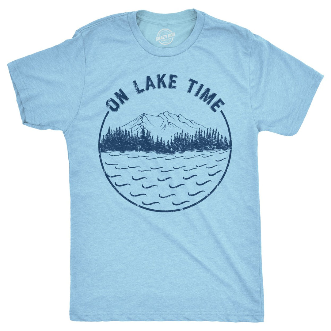 Mens On Lake Time Tshirt Cool Outdoor Camping Tee For Guys Image 1