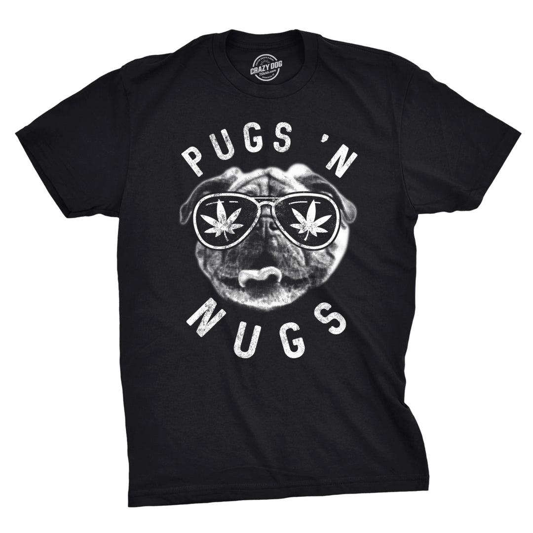 Mens Pugs N Nugs T Shirt Funny Pot Smoking Tee Weed Lover 420 Dog Stoner Cool Image 1