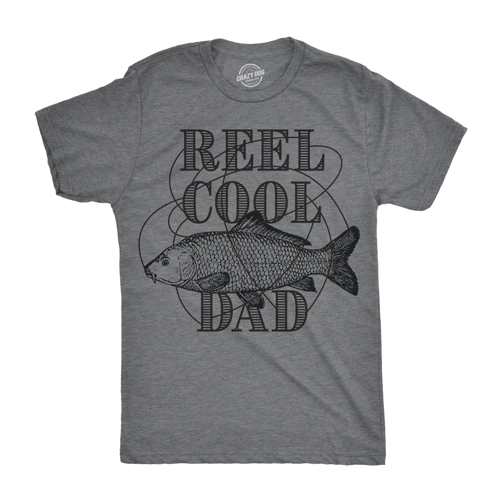 Mens Reel Cool Dad T shirt Funny Fathers Day Fishing Gift for Husband Fisherman Image 1