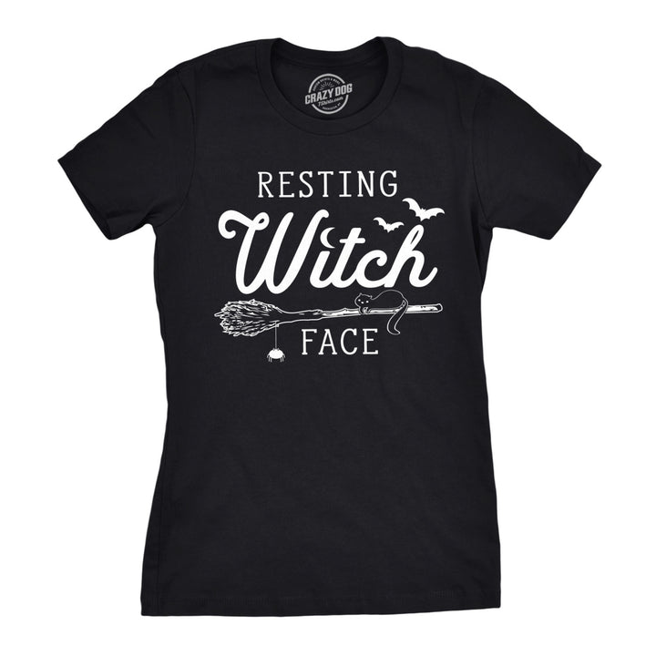 Womens Resting Witch Face Tshirt Funny Halloween Broomstick Tee For Ladies Image 1