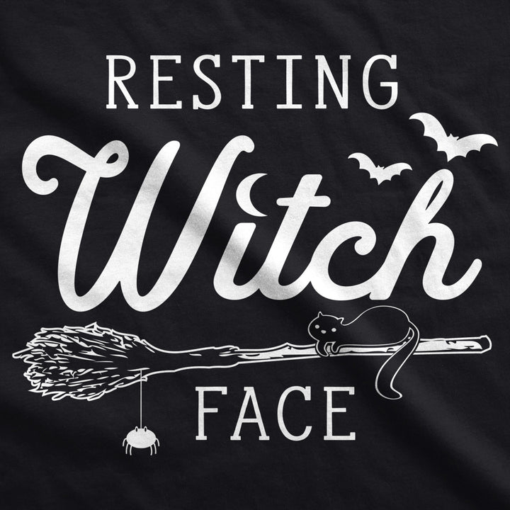 Womens Resting Witch Face Tshirt Funny Halloween Broomstick Tee For Ladies Image 2