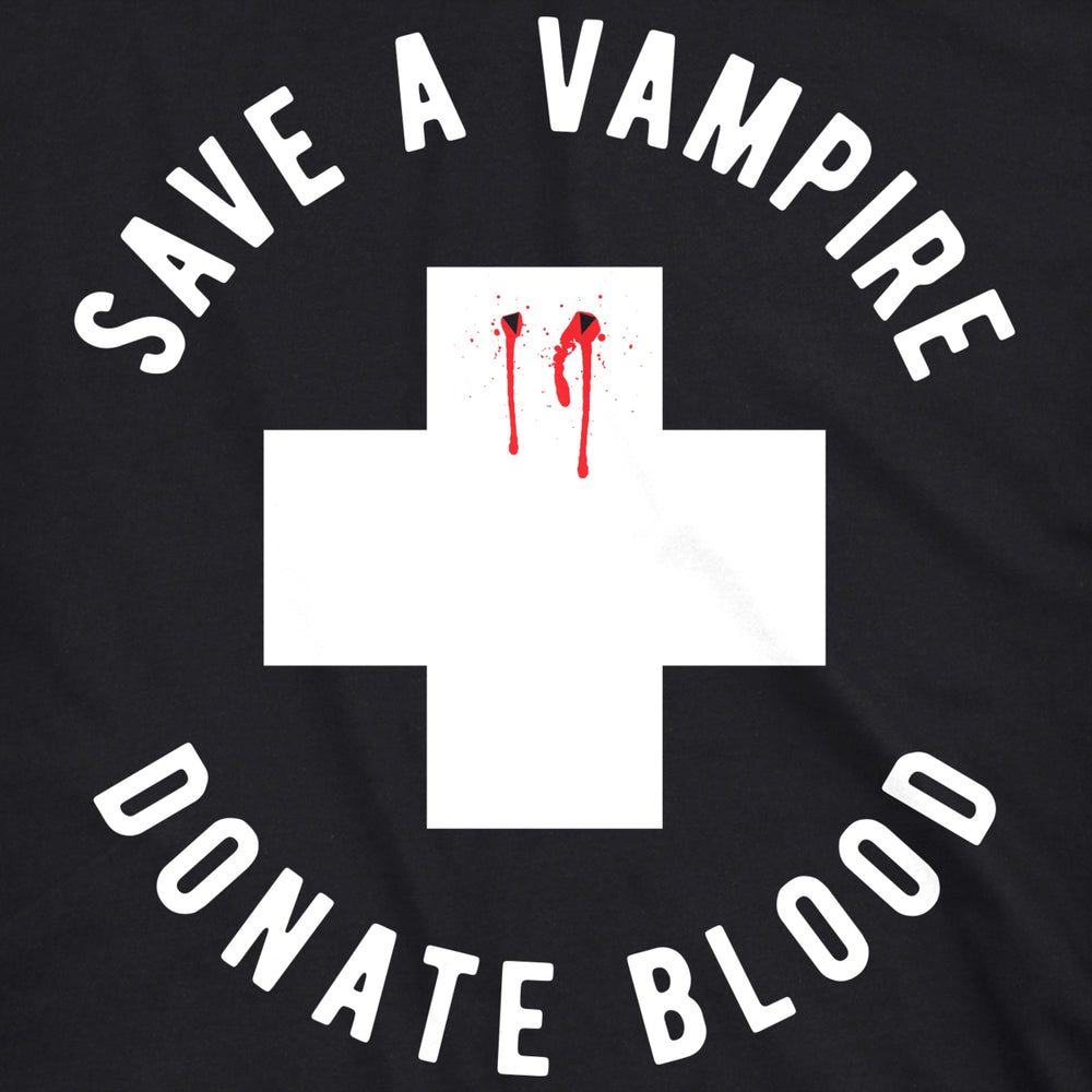 Mens Save A Vampire Donate Blood Tshirt Funny Sarcastic Halloween Night Tee For Guys Image 2