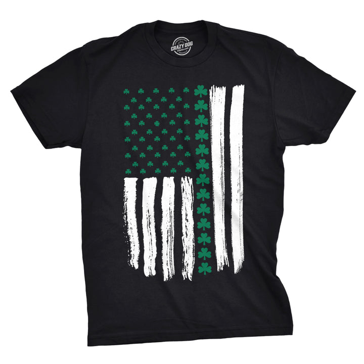 Mens Shamrock USA Flag Tshirt Cute Irish American Tee For Guys Image 1