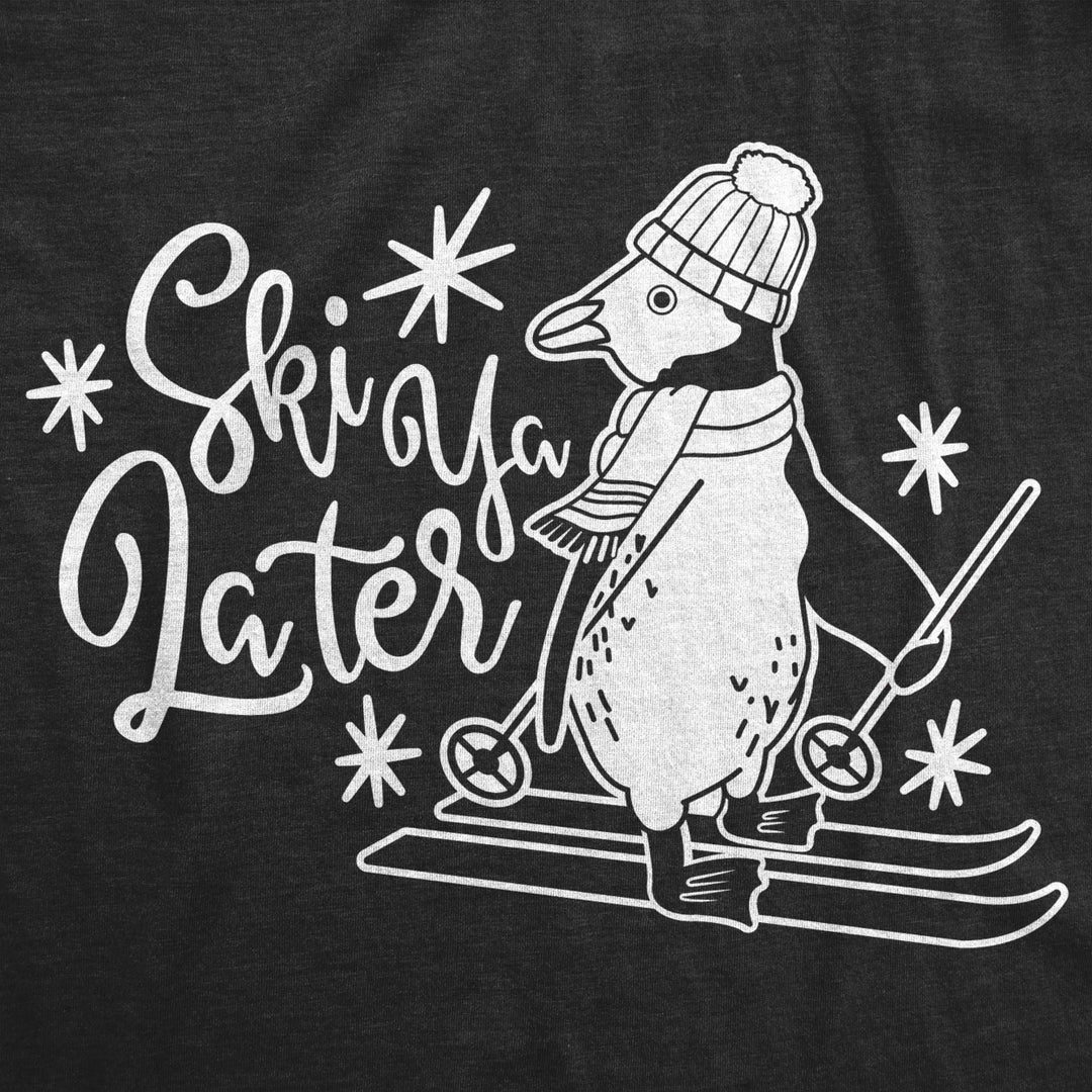 Mens Ski Ya Later T shirt Funny Penguin Skiing Tee Christmas Party Top For Guys Image 2